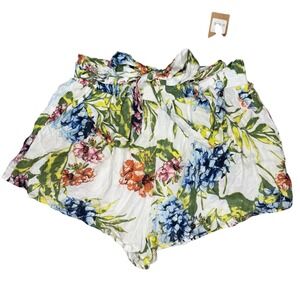 Wanderlux Yellowstone Floral High Waist Paperbag Short Tropical Resortwear NWT L